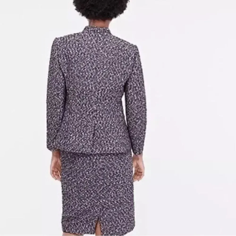 J Crew Going Out Blazer In Navy Blue/Pink Confetti Tweed Women’s 4